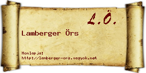 Lamberger Örs névjegykártya